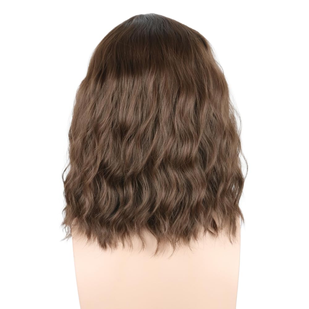 Men's Black Brown Wig Wavy Mid Length Hair Halloween Cosplay Costume Wig