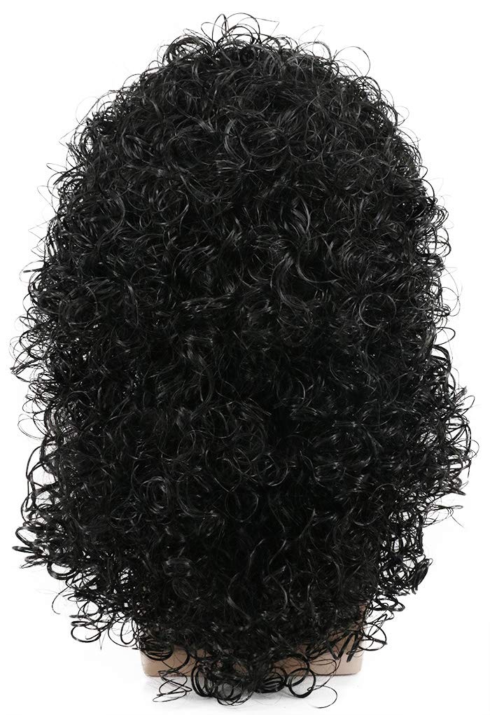 karlery 70s 80s Mens Long Curly Black Wig Afro Punk Rocker Halloween