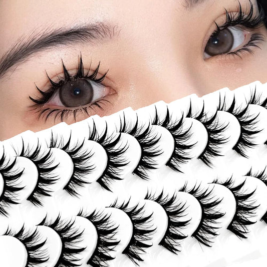 10 Pairs Manga Lashes Anime Cosplay Lashes Spiky Manga Style Lashes Janpanese 16mm Extension Natural Manhua Doll Eye Lashes Halloween/Party Makeup Look by AUGENLI (A3)