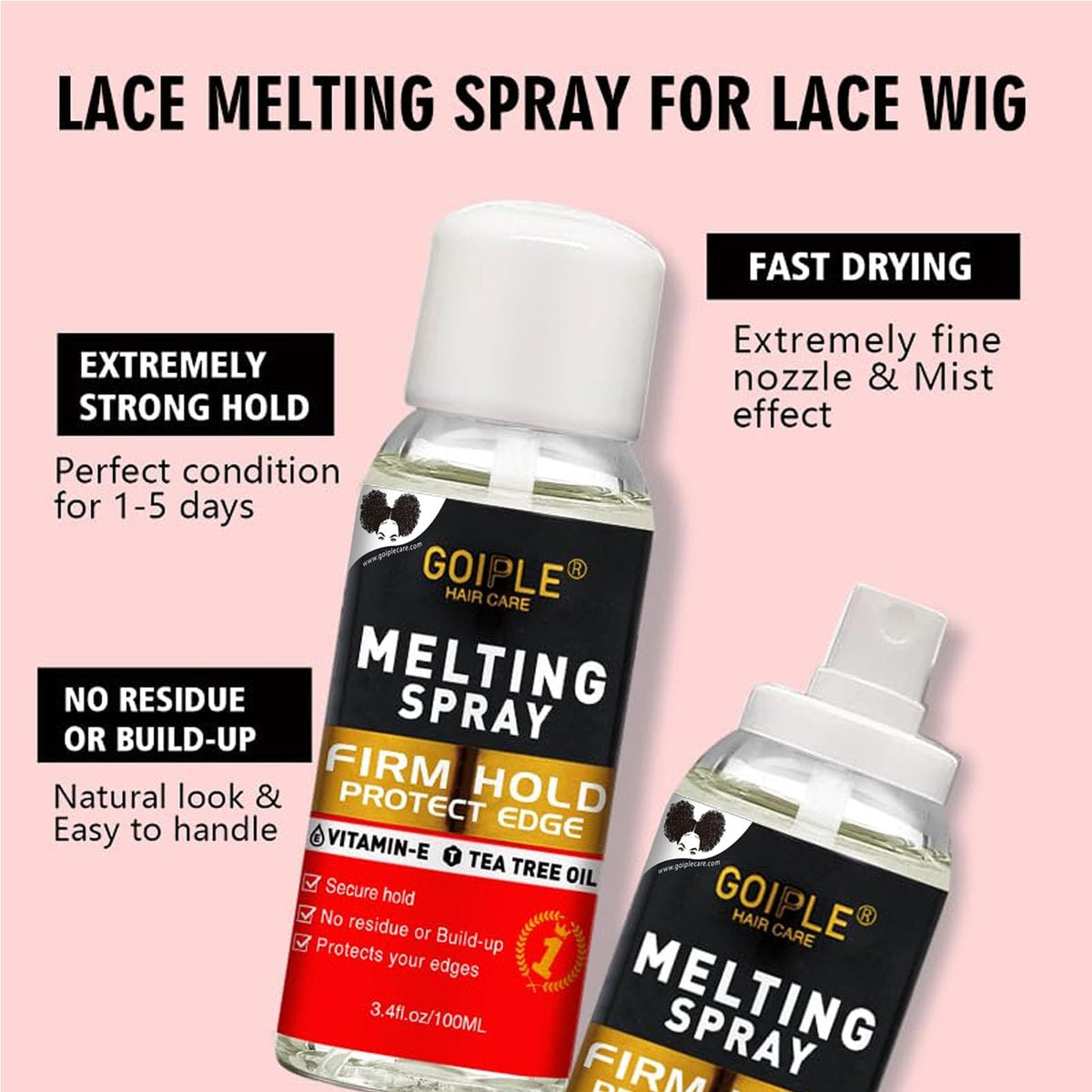 Hair Extension Adhesive Spray Kit - Lace Front Wig & Closure Glue, No Melt for Wigs & Extensions