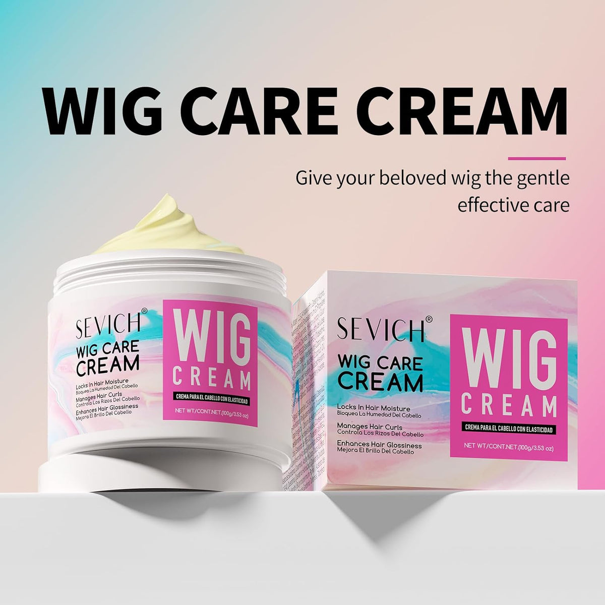 SEVICH Wig Care Cream,Intense Hydration & Frizz Control for Synthetic,Lace Wigs,Smooths,Softens,Luxurious Scent,No Rinse,Non-Greasy Texture,100g