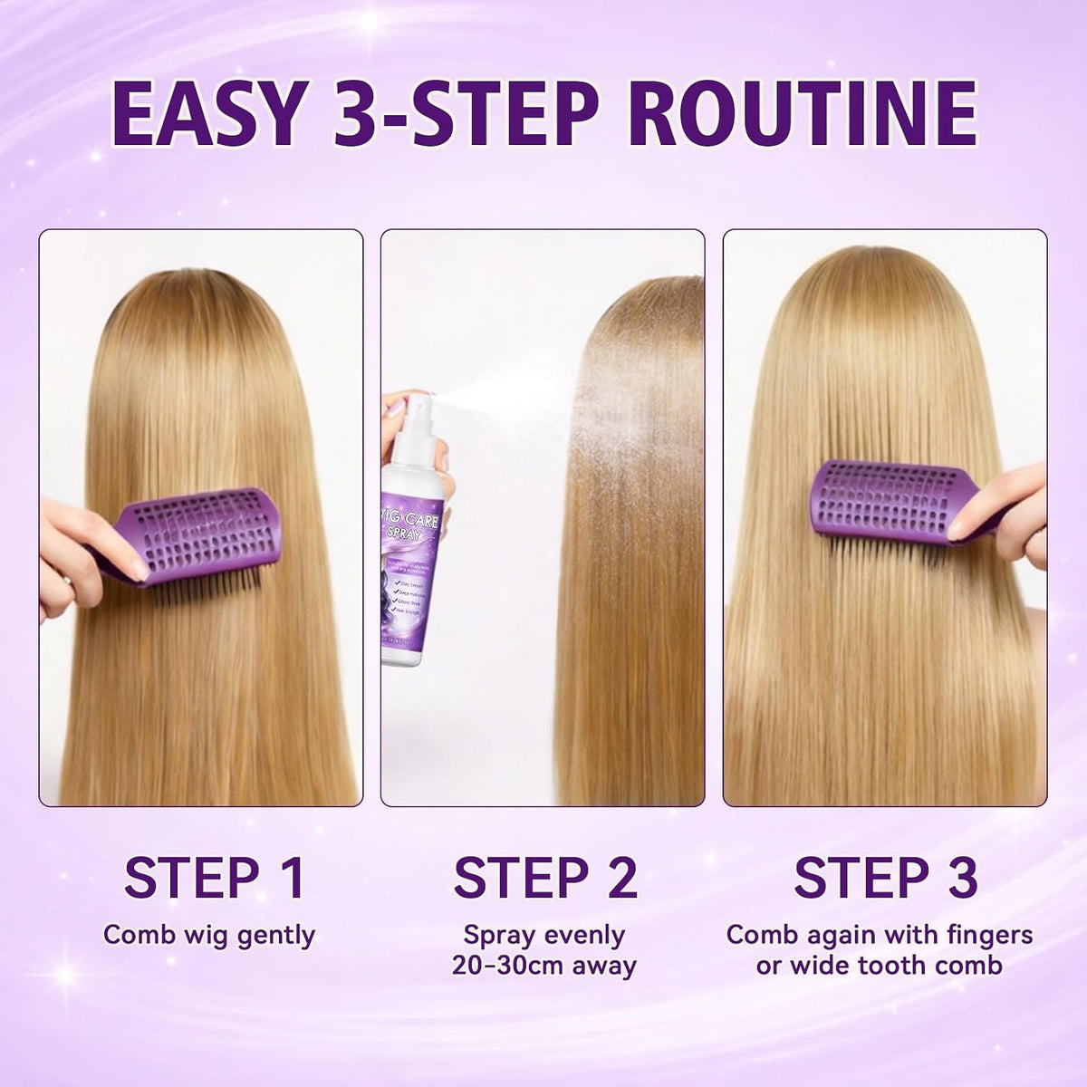 Wig Spray, Synthetic Wig Spray, Detangling, Frizz Control, Hydrating Conditioning, Shine Wig Care Spray, for Synthetic and Human Hair Wigs, Wig Accessories, 120ml