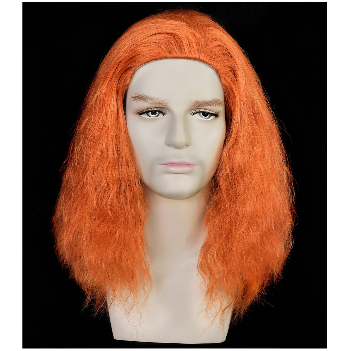 Mens Brown Wig Shoulder Length Brown Curly Male Wig