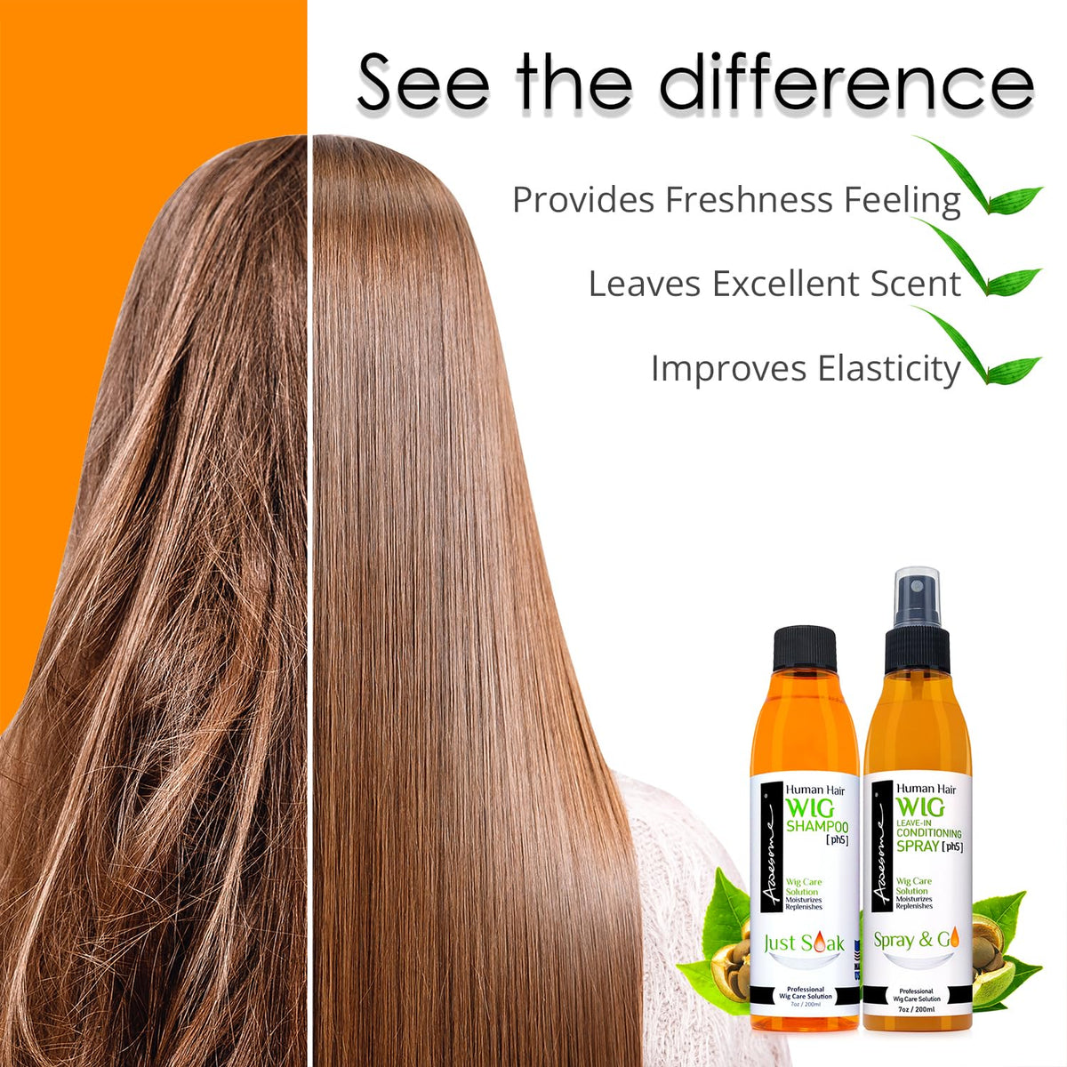 Awesome Synthetic Wig Care Kit, Shampoo & Leave-In Conditioner, 3-Pack