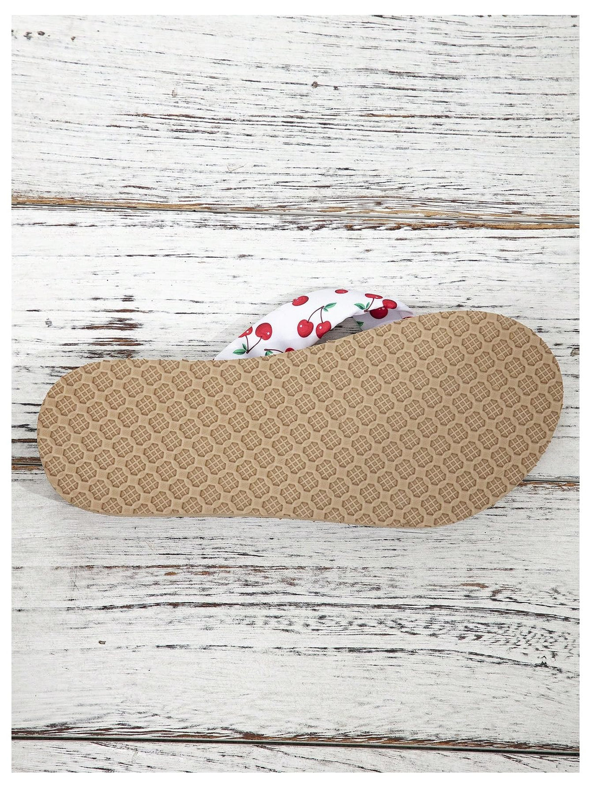 RoseSeek Women's Cherry Print Flip Flops Thick Sole Flat Sandals