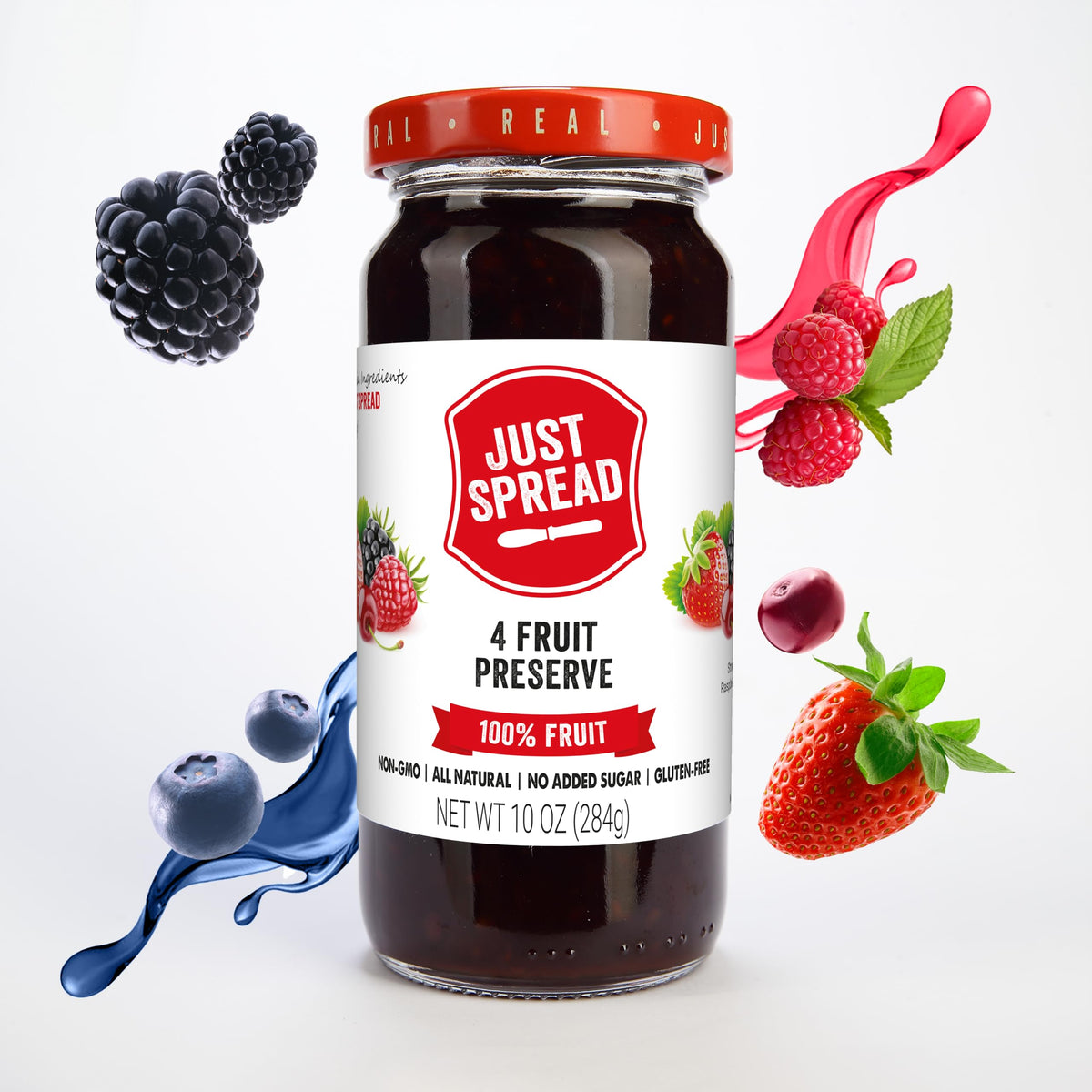 Just Spread 100% Fruit Preserve, Cherry, 10 oz Jar