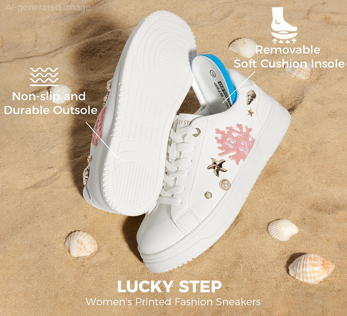 LUCKY STEP Women's Printed Fashion Sneakers