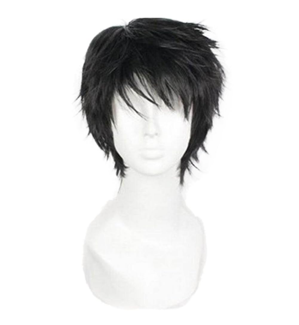 Unisex Short Black Curly Wig, Layered Multifunctional Cosplay Halloween Wig