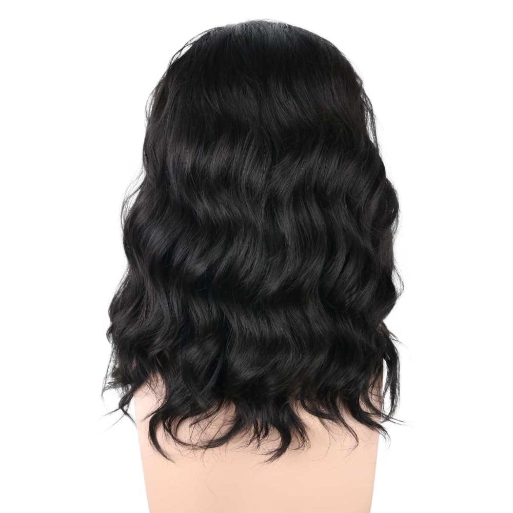 Men's Black Brown Wig Wavy Mid Length Hair Halloween Cosplay Costume Wig