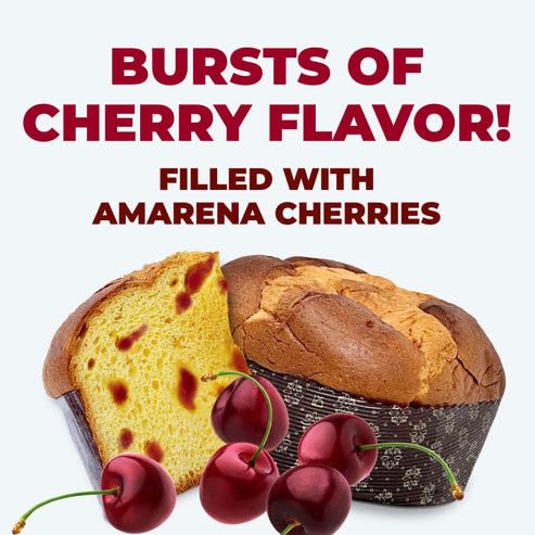 Vergani Black Cherry Panettone, 26.4 oz (750g) - Italian Holiday Cake with Amarena Cherries, Traditional Sweet Bread, Imported from Italy, Premium Gift-Boxed Dessert, Pack of 1