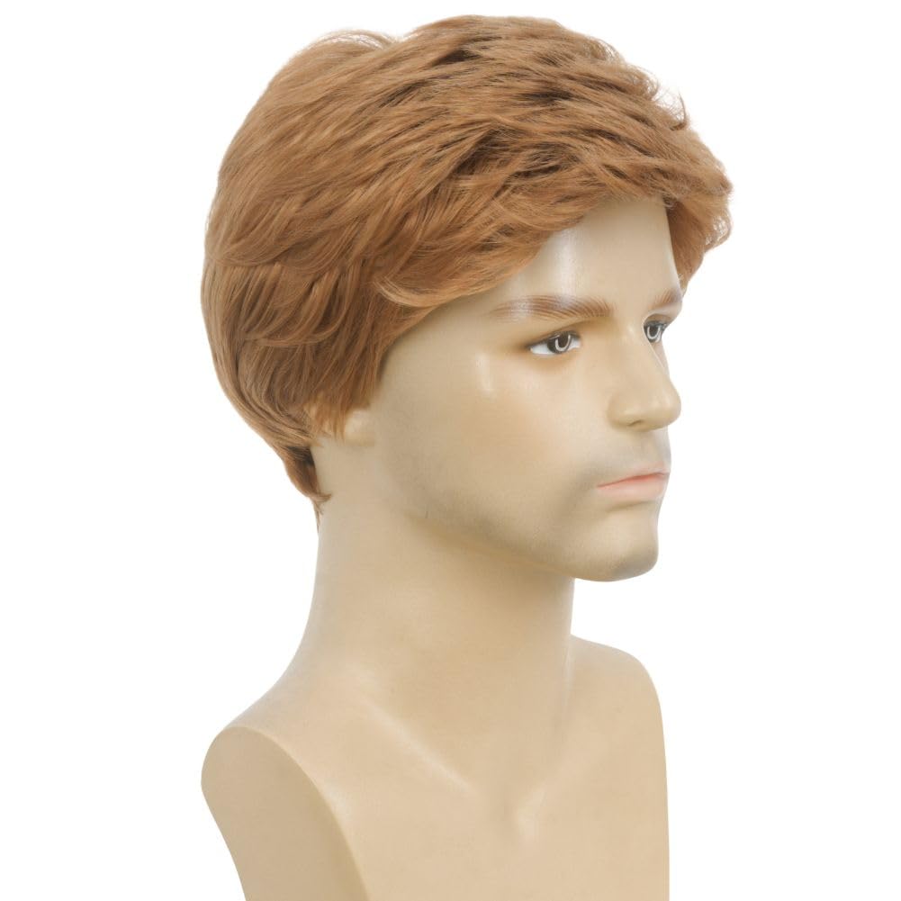 Kaneles Mullet Wigs for Men 80s Costumes Fancy Party Accessory Cosplay Halloween Wig (Light Brown)