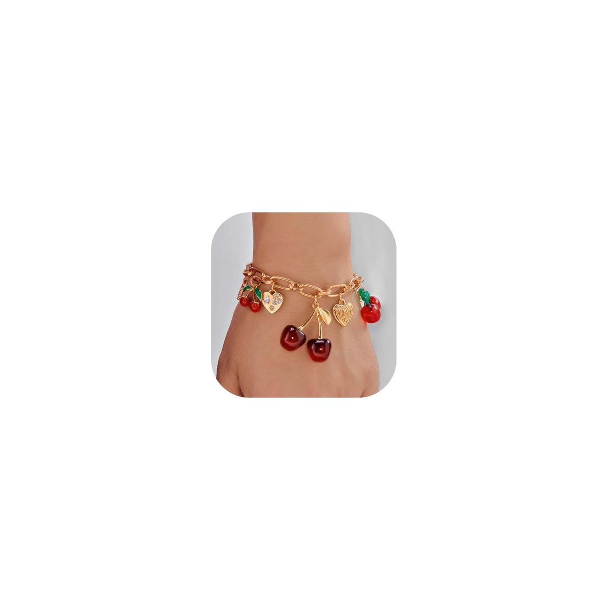Long tiantian Cherry Bracelet for Women Cherry Dress Outfits Accessories Charm Bracelets Stack Cherry Gifts Cute Stuff Red Spring Accessories