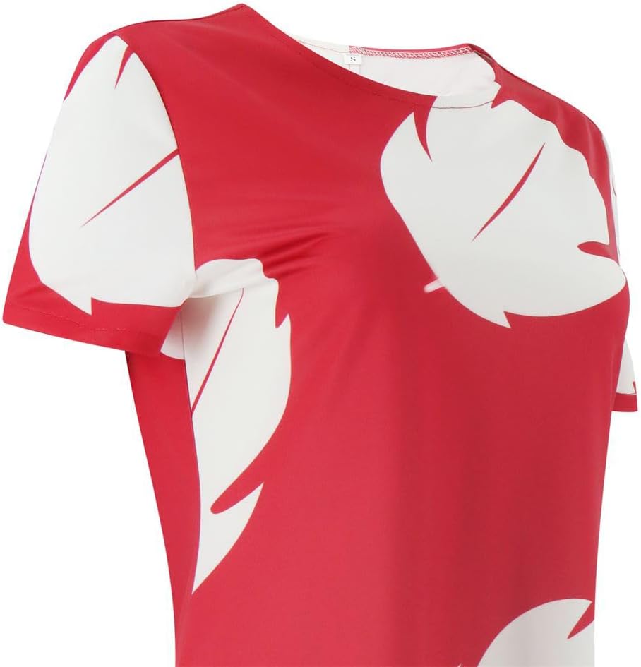 Adult Women Print Short Sleeve Dress Hawaiian Beach Halloween Cosplay
