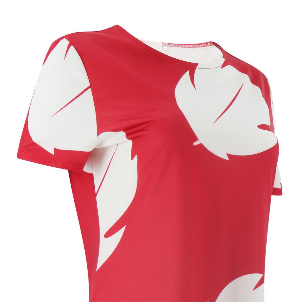 Adult Women Print Short Sleeve Dress Hawaiian Beach Halloween Cosplay