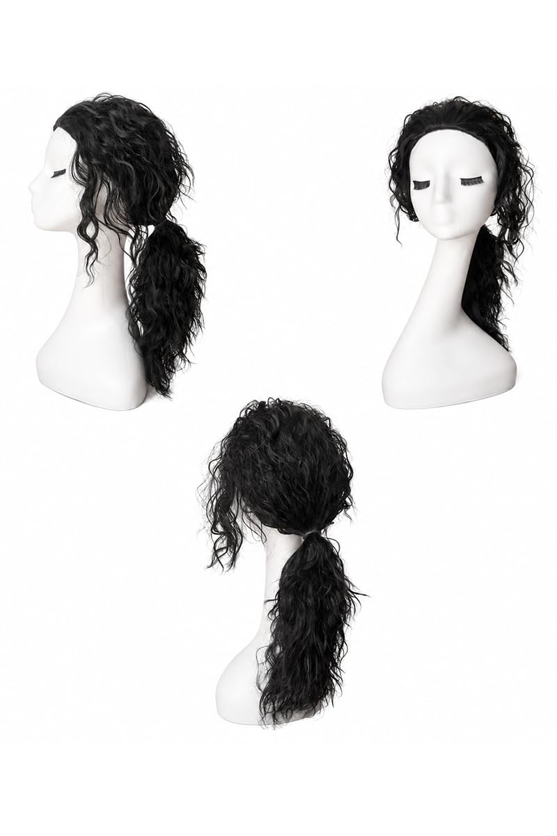 Short Wavy Wig with Bangs Black Mixed Brown Bob Curly Wigs for Women 14inch
