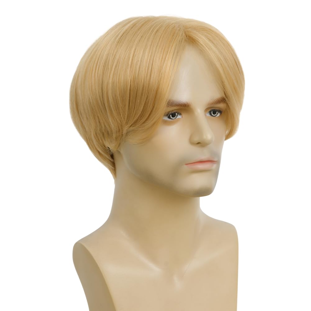 Kaneles Mullet Wigs for Men 80s Costumes Fancy Party Accessory Cosplay Halloween Wig (Light Brown)