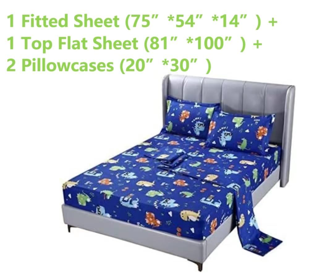 SDIII 4PCS Red Cherry Bed Sheets Set Full, Soft Microfiber Cherry Full Size Bed Sheets, Cute Fruit Patterns Sheet for Girls Boys Kids and Teens