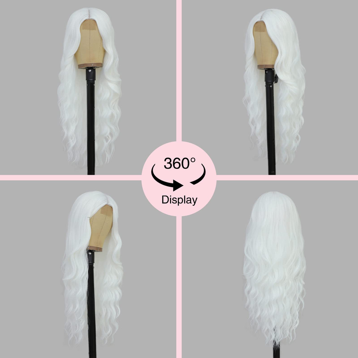 NAYOO 26 Inch Long Wavy Black Wig for Women, Middle Part Natural Looking Synthetic Wig, Heat Resistant Fiber Soft & Lightweight, Realistic Scalp Long Curly Wig for Daily Wear Party Cosplay