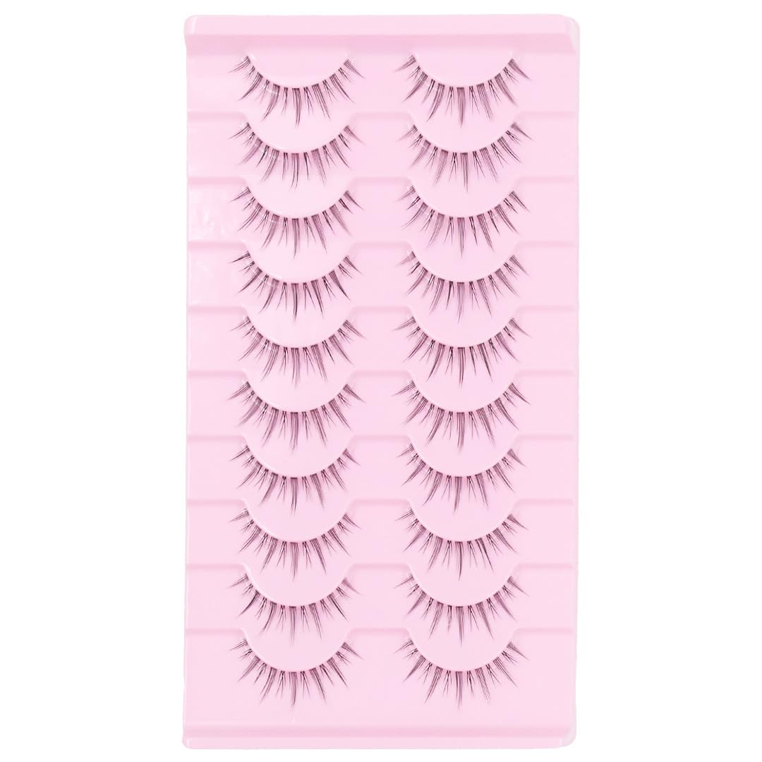 10 Pairs Manga Lashes Anime Cosplay Lashes Spiky Manga Style Lashes Janpanese 16mm Extension Natural Manhua Doll Eye Lashes Halloween/Party Makeup Look by AUGENLI (A3)