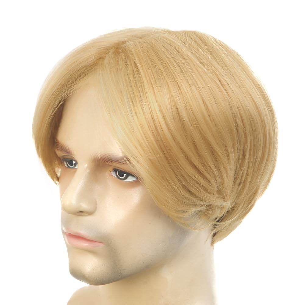 Kaneles Mullet Wigs for Men 80s Costumes Fancy Party Accessory Cosplay Halloween Wig (Light Brown)