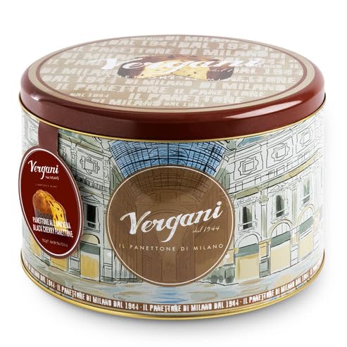Vergani Black Cherry Panettone, 26.4 oz (750g) - Italian Holiday Cake with Amarena Cherries, Traditional Sweet Bread, Imported from Italy, Premium Gift-Boxed Dessert, Pack of 1