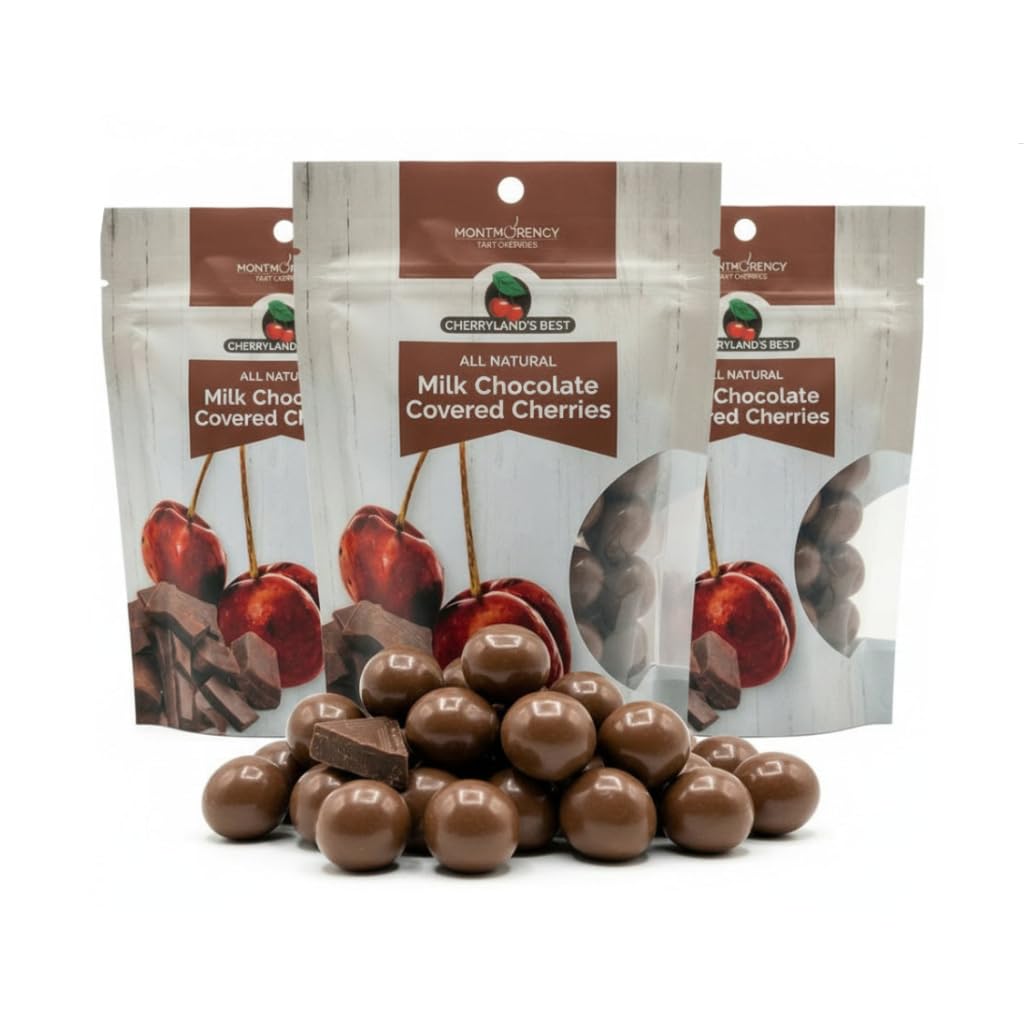 CHERRYLAND'S BEST Chocolate Covered Cherries, Milk Chocolate, Dark Chocolate and Yogurt Varieties, All Natural, Reasealable Bags (7.5oz, Yogurt Covered Cherries)