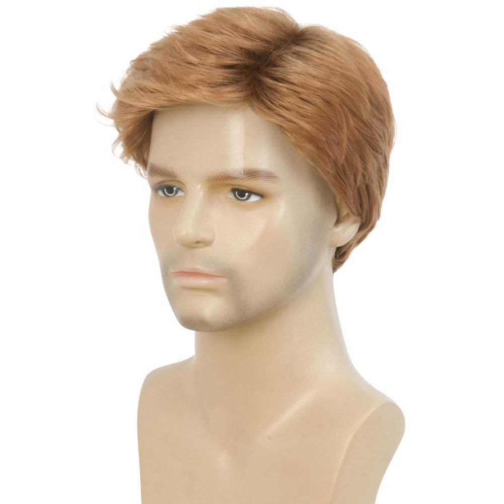 Kaneles Mullet Wigs for Men 80s Costumes Fancy Party Accessory Cosplay Halloween Wig (Light Brown)