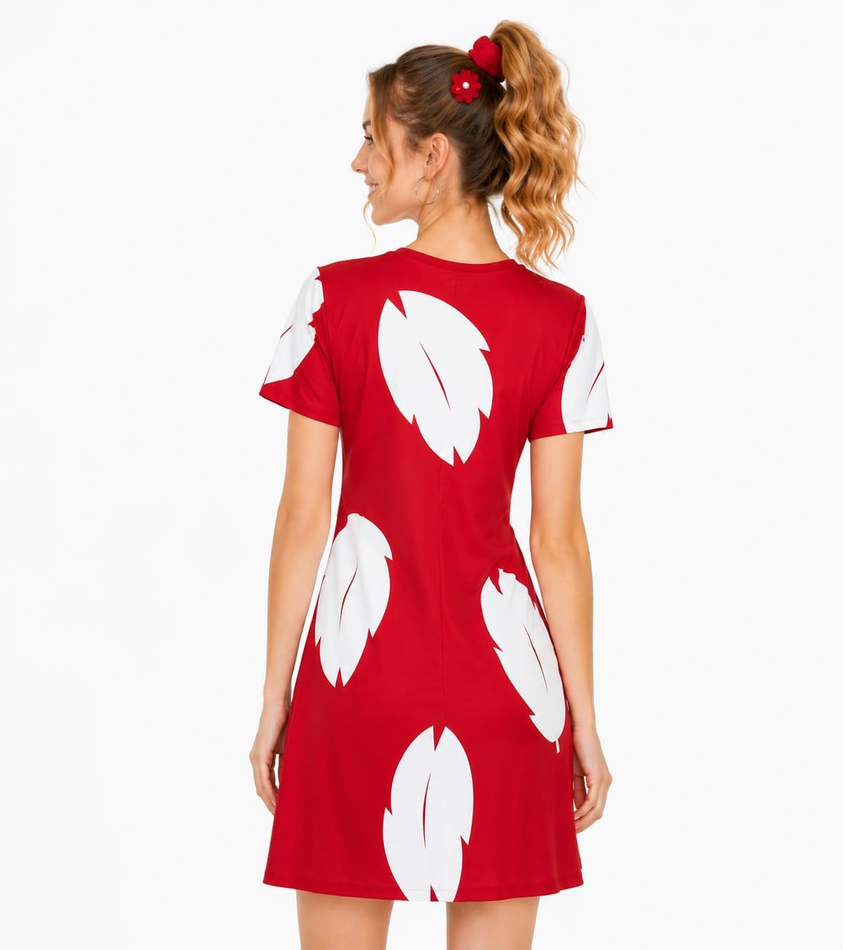 Adult Women Print Short Sleeve Dress Hawaiian Beach Halloween Cosplay