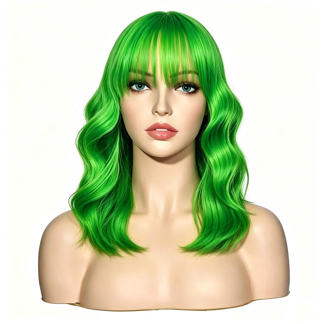 Sweetie Royal Blue Bob Wig Bangs – Wavy Synthetic Shoulder Length