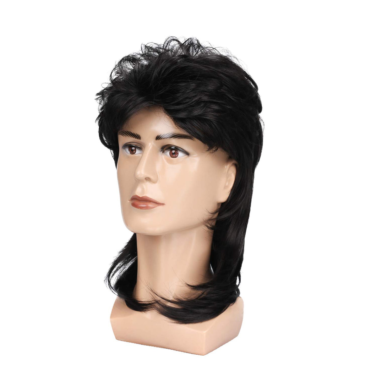 Kaneles Mullet Wigs for Men 80s Costumes Fancy Party Accessory Cosplay Halloween Wig (Light Brown)