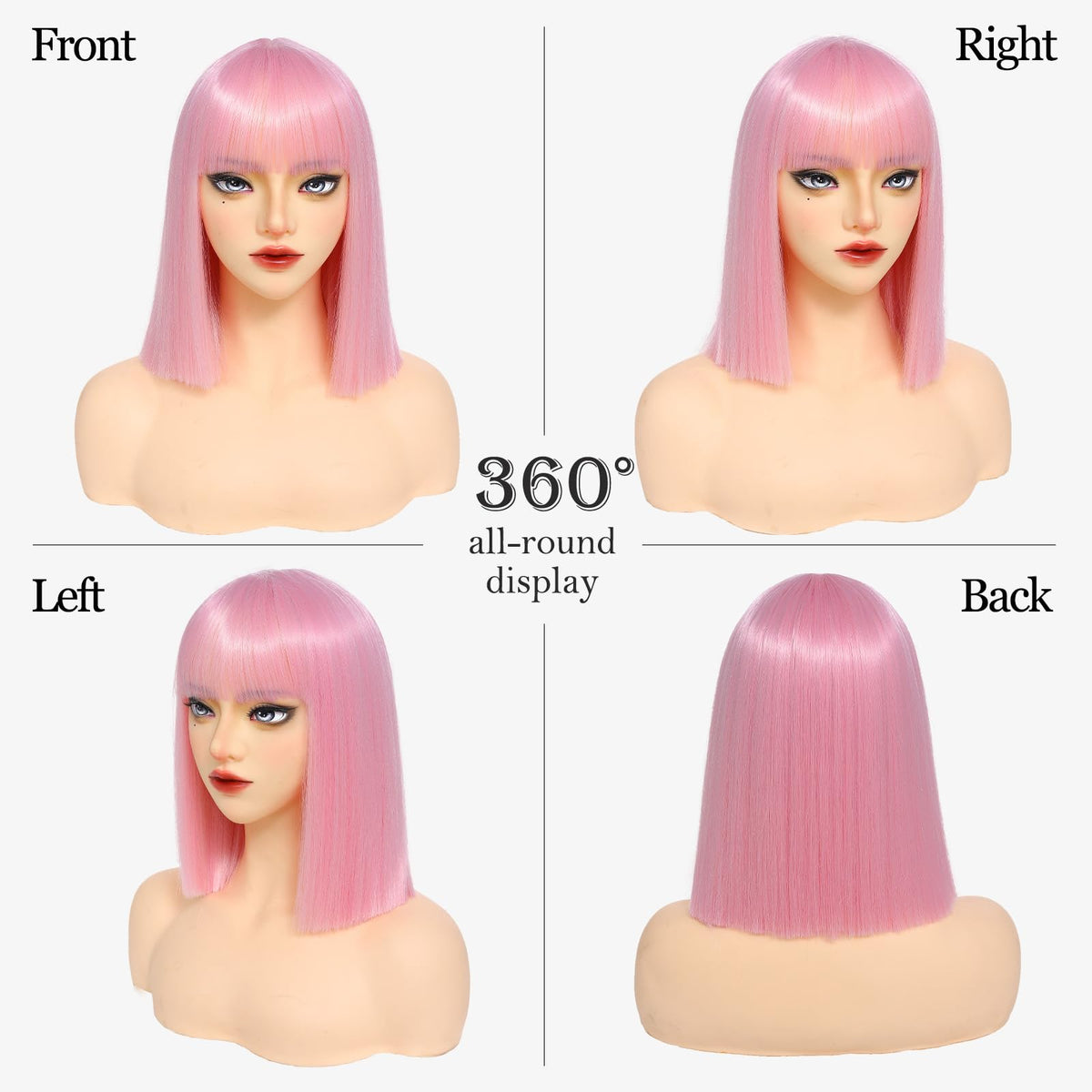 Black Bob Wig with Bangs Short Black Straight Wig for Women