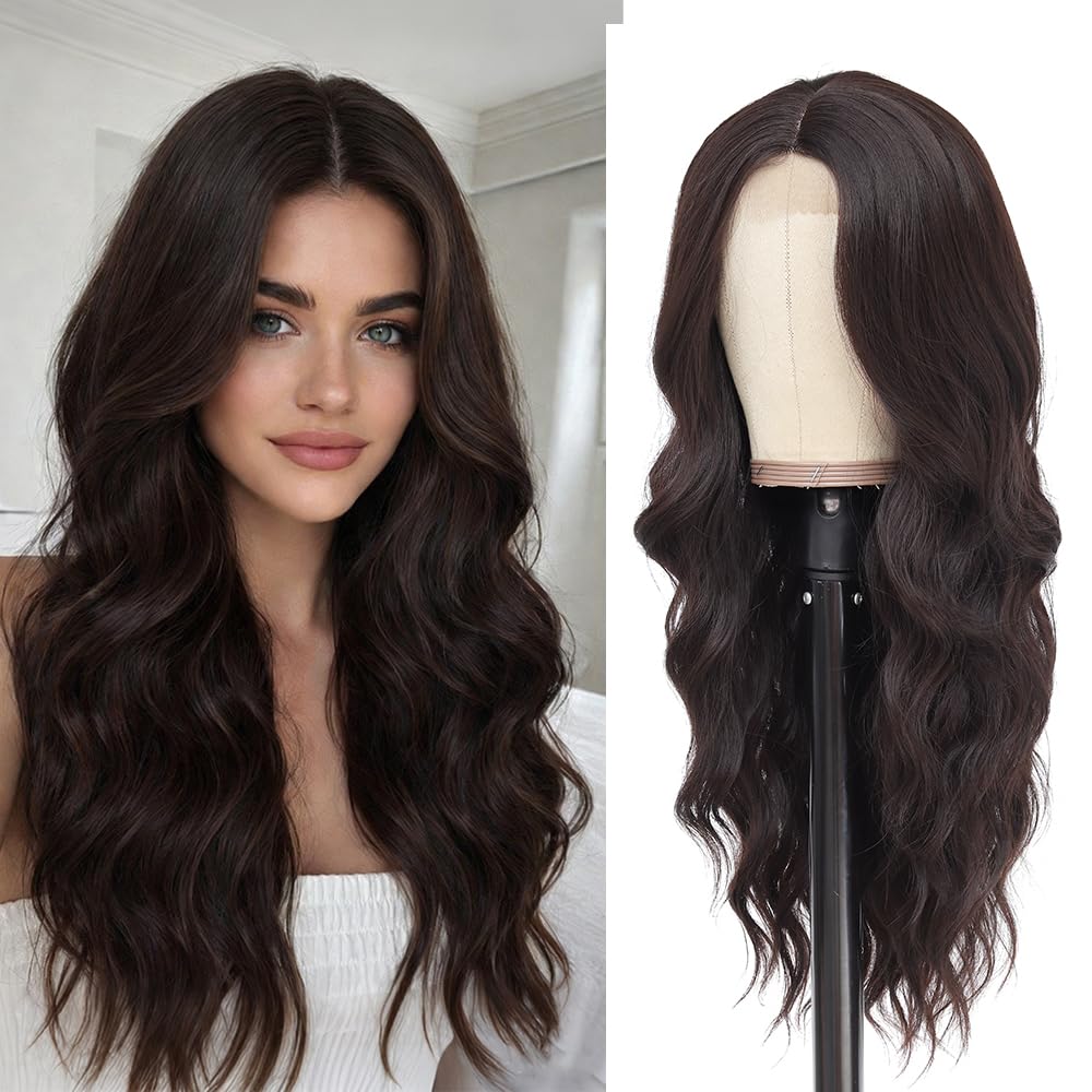 HMHIFI Blonde Wig for Women,26 Inch Long Wavy Curly Middle Part Hair