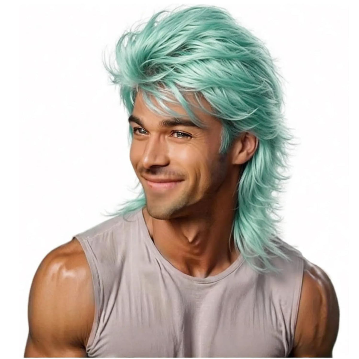 Mullet Wig Blonde 80s Men Wig,Punk Rocker Hair Party Daily Halloween Costumes Long Wigs
