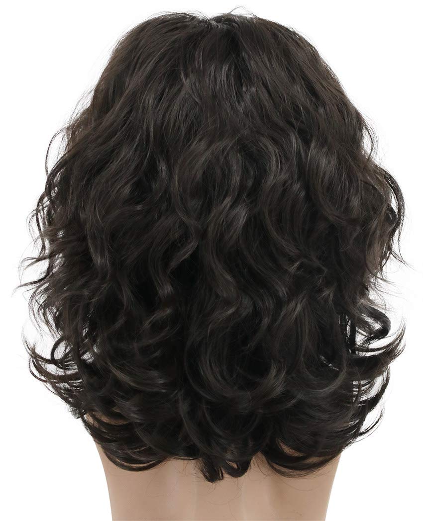 karlery California 70s 80s Rocker Wig Men Women Long Curly Dark Brown