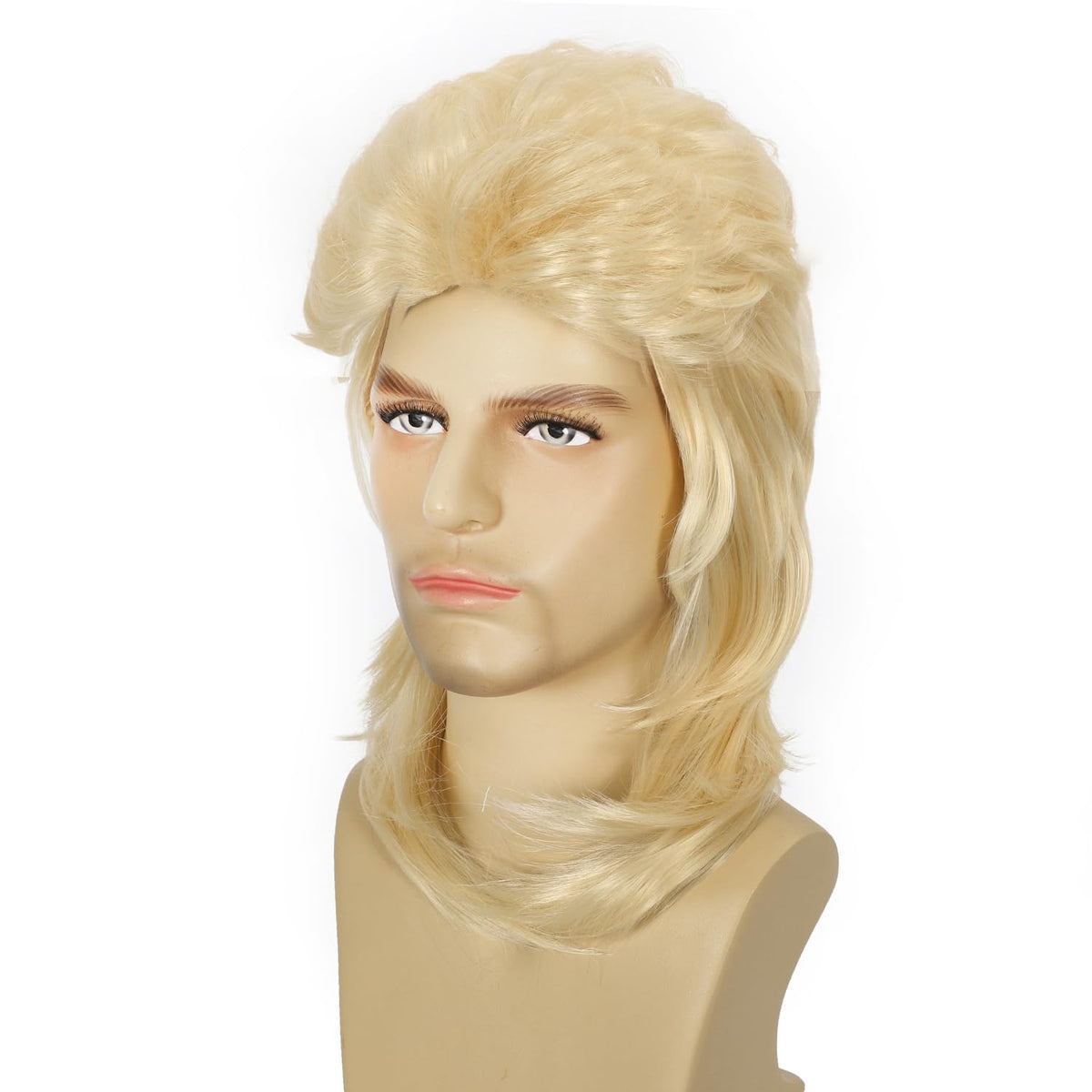 Mullet Wig Blonde 80s Men Wig,Punk Rocker Hair Party Daily Halloween Costumes Long Wigs