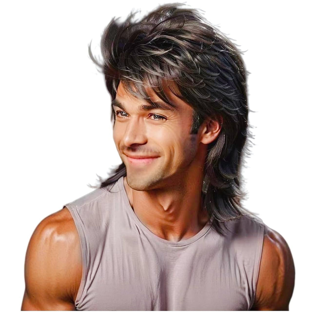 Mullet Wig Blonde 80s Men Wig,Punk Rocker Hair Party Daily Halloween Costumes Long Wigs