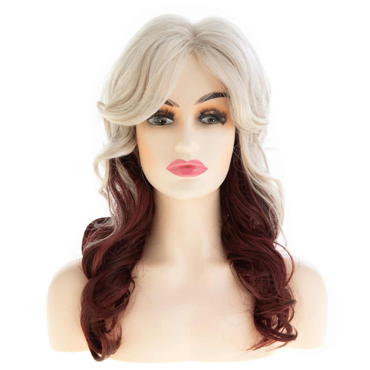 Long Curly Wavy Silver Grey to Purple Wig Side Part Natural Looking Synthetic Cosplay Wig for Women