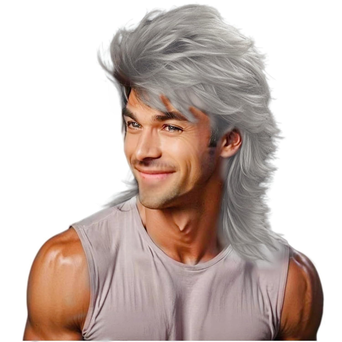 Mullet Wig Blonde 80s Men Wig,Punk Rocker Hair Party Daily Halloween Costumes Long Wigs