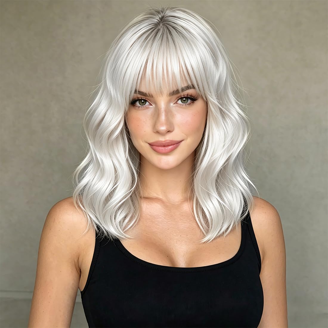 Sweetie Royal Blue Bob Wig Bangs – Wavy Synthetic Shoulder Length