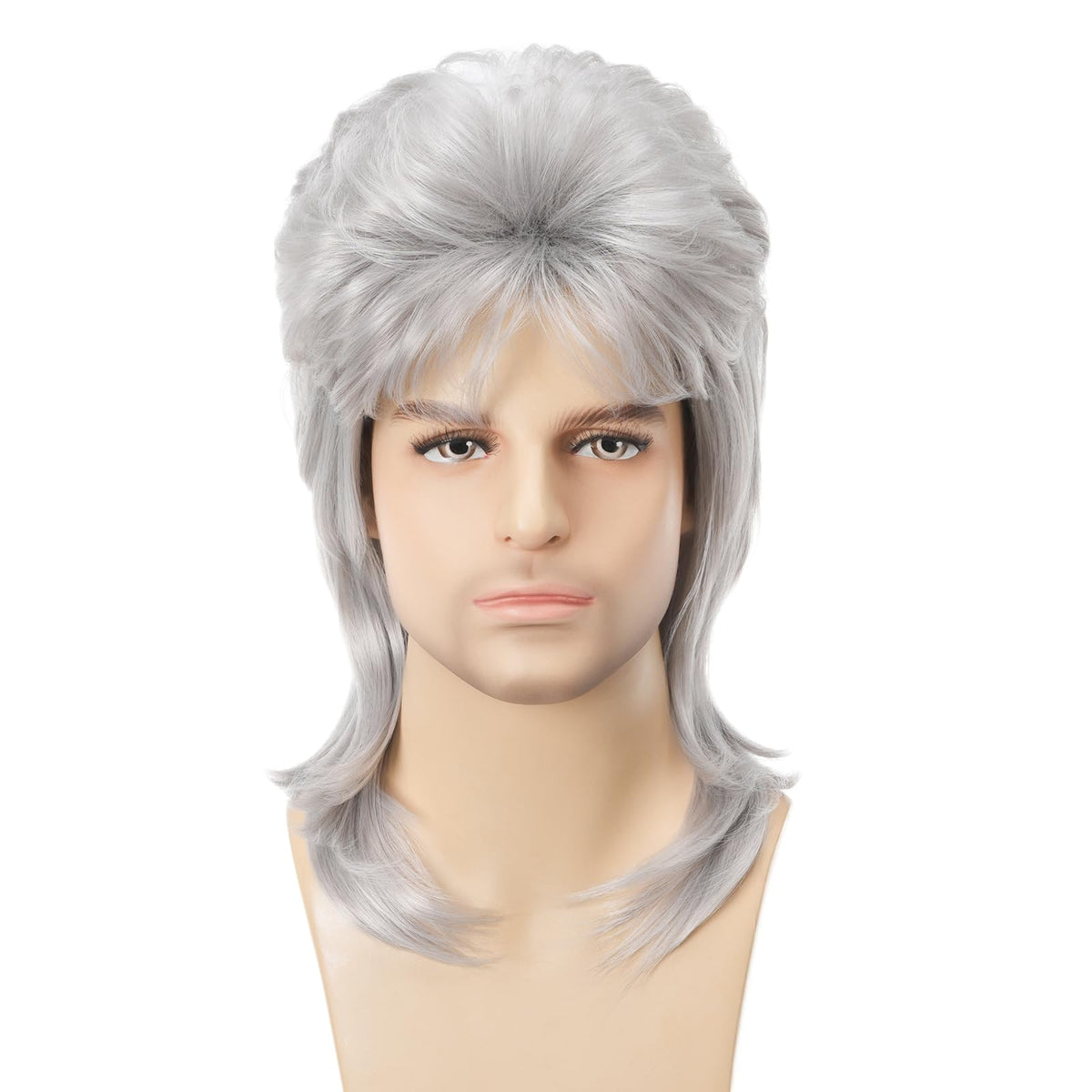 Mullet Wig Blonde 80s Men Wig,Punk Rocker Hair Party Daily Halloween Costumes Long Wigs