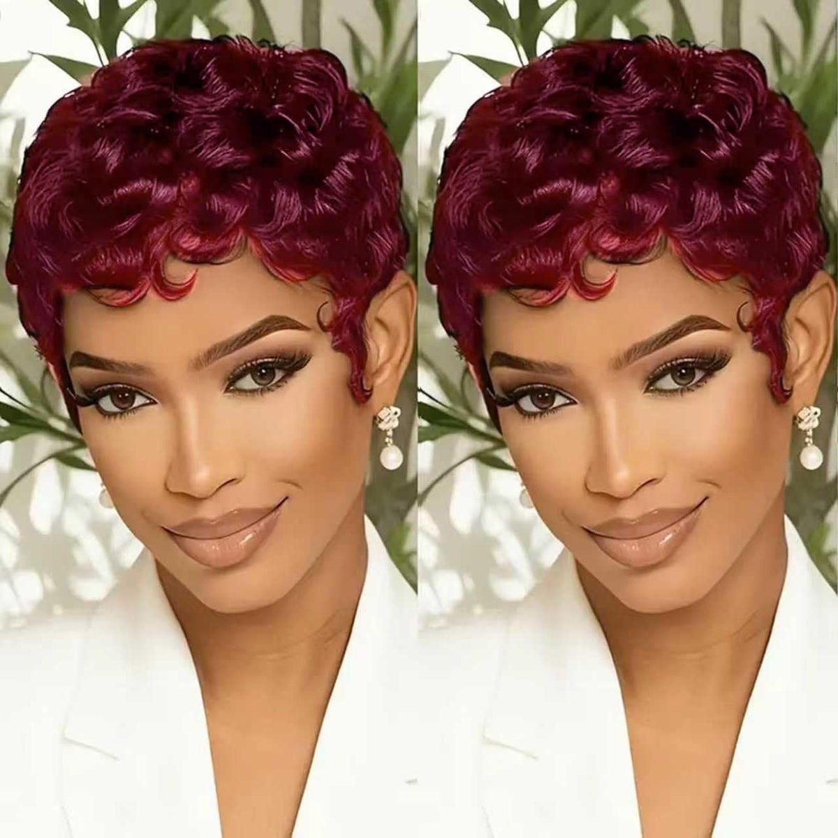 VRZ Pixie Cut Wigs for Black Women Brazilian Curly Pixie Cut Wig Human Hair Glueless Short Layered Wigs With Bangs Natural Black Color No Glue Human Hair Wig for Daily Use