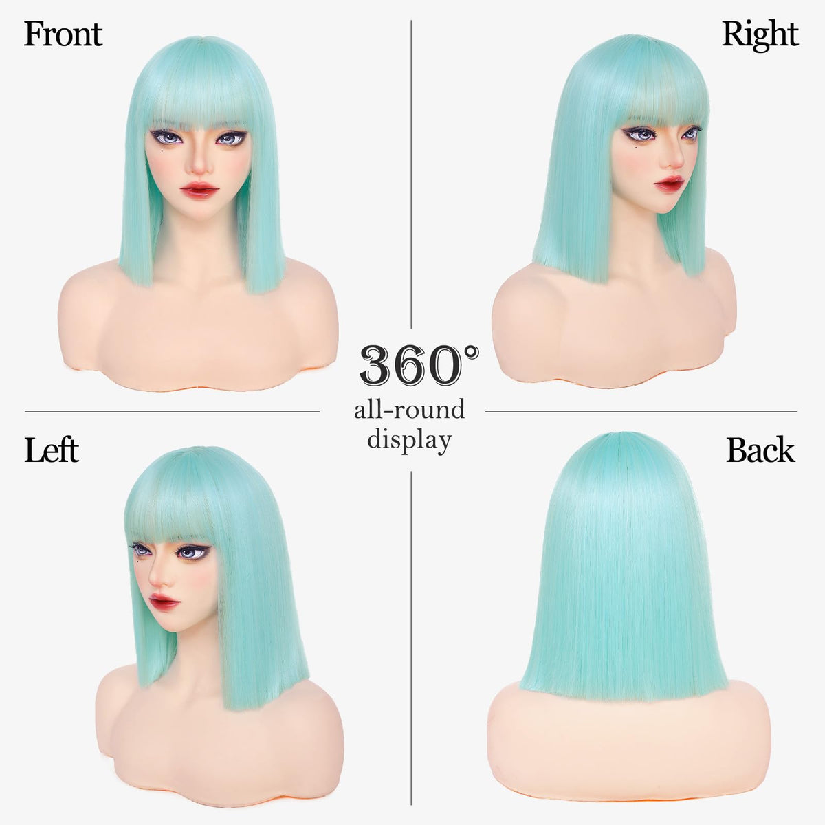 Black Bob Wig with Bangs Short Black Straight Wig for Women