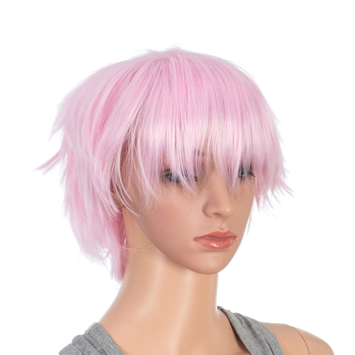 SWACC Unisex Fashion Spiky Layered Short Anime Cosplay Wig for Men and Women (1B-Off Black)