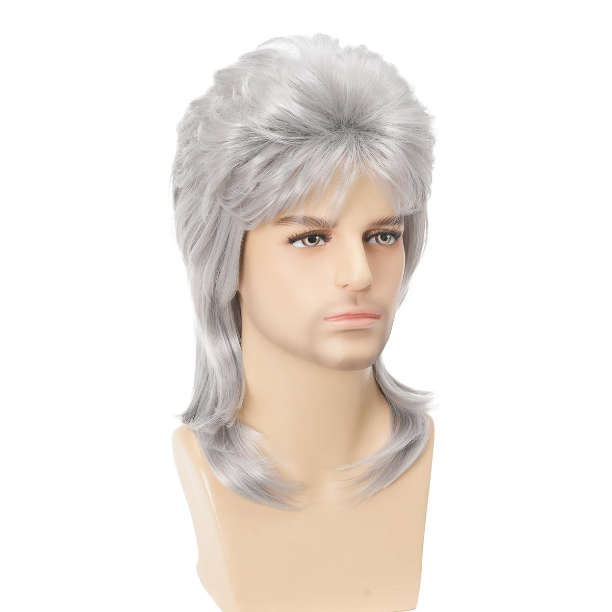 Mullet Wig Blonde 80s Men Wig,Punk Rocker Hair Party Daily Halloween Costumes Long Wigs