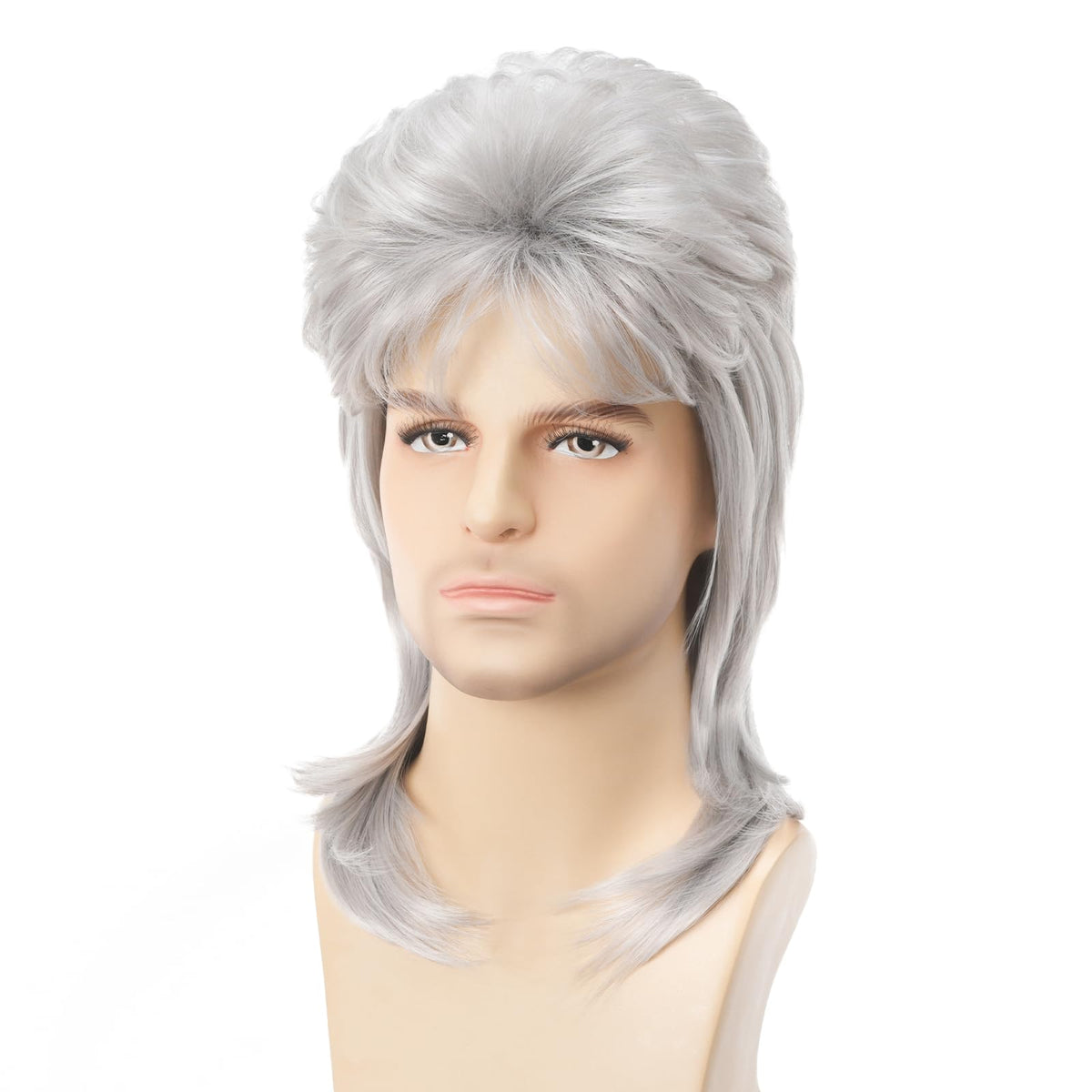 Mullet Wig Blonde 80s Men Wig,Punk Rocker Hair Party Daily Halloween Costumes Long Wigs