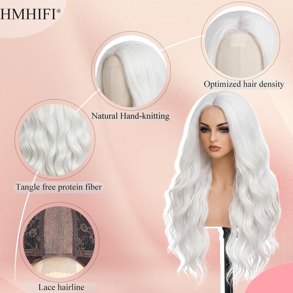 HMHIFI Blonde Wig for Women,26 Inch Long Wavy Curly Middle Part Hair