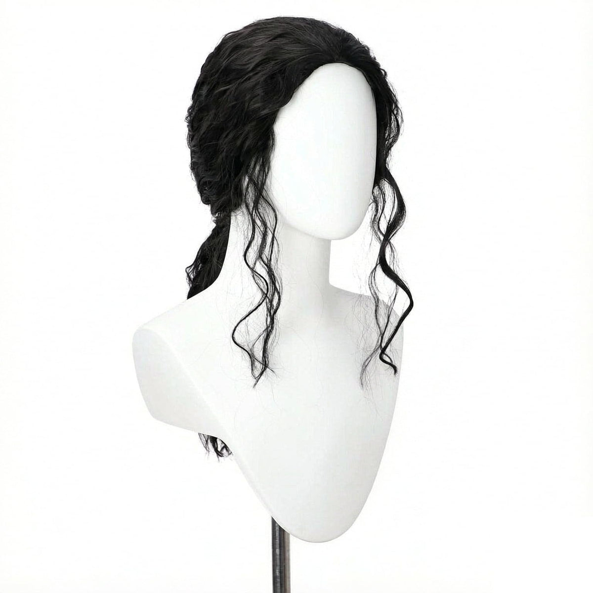 PORSMEER Mens Long Curly Rock N Roll Wig for Men Heavy Metal Rock Disco Hair for Rockstar, Halloween, Party, Retro Music Festival (Black)