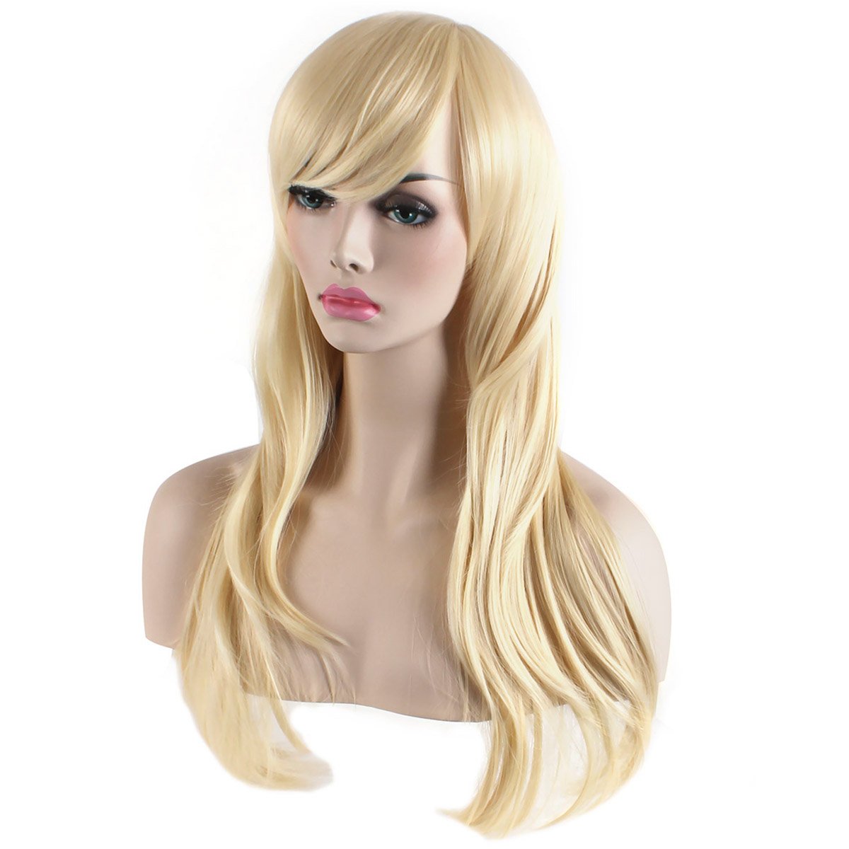 Akstore 28 inch Fashion Wigs Long Wavy Curly Hair Cosplay Wig & Wig Cap (Black)