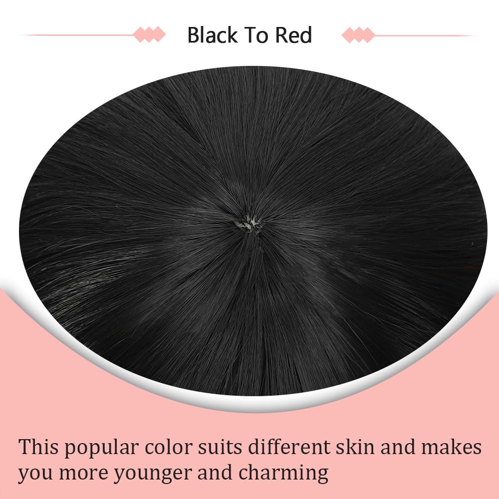 Black Mixed Brown Wig for Black Women Short Wavy Curly Bob Wig with Bangs