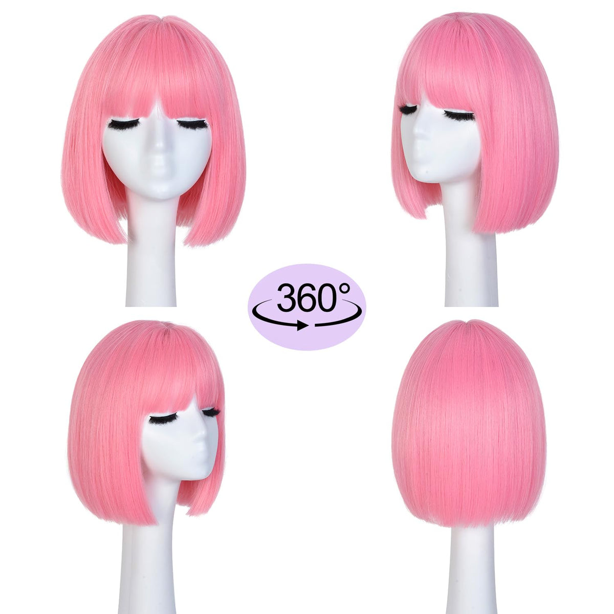 Hightlight Brown Bob Wig With Bangs Short Bob Wigs for Women Girl